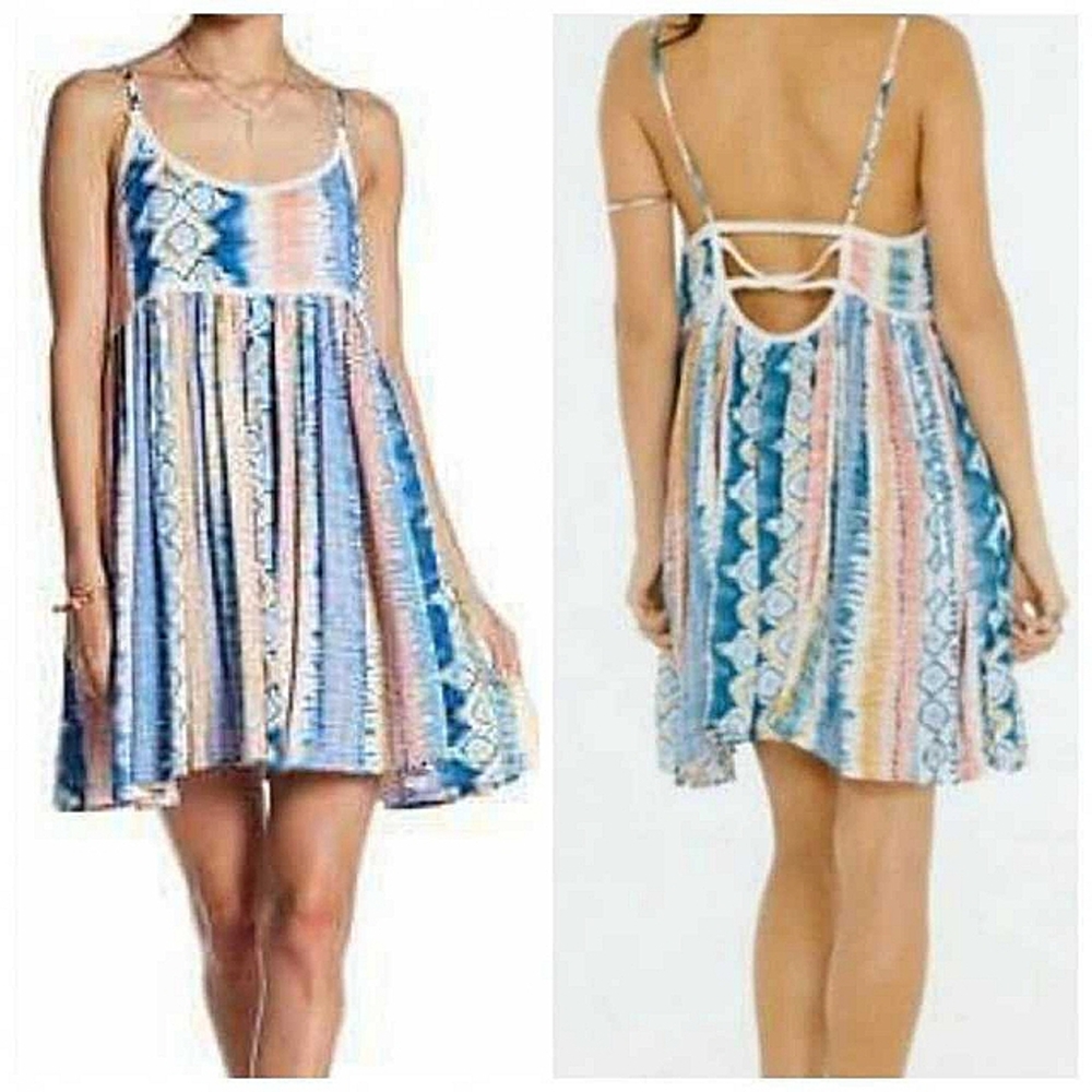 Raga Flamingo Multicolor Mini Dress Women's Size Medium Boho Festival